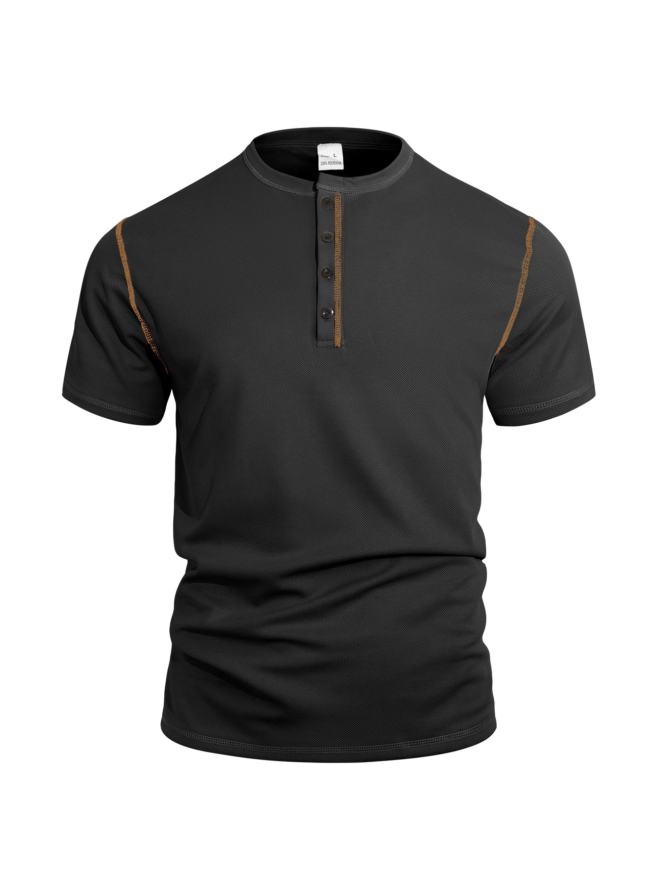 Men's Polo Shirt Vintage Solid Colour Casual Loose Button Front_voghion.com