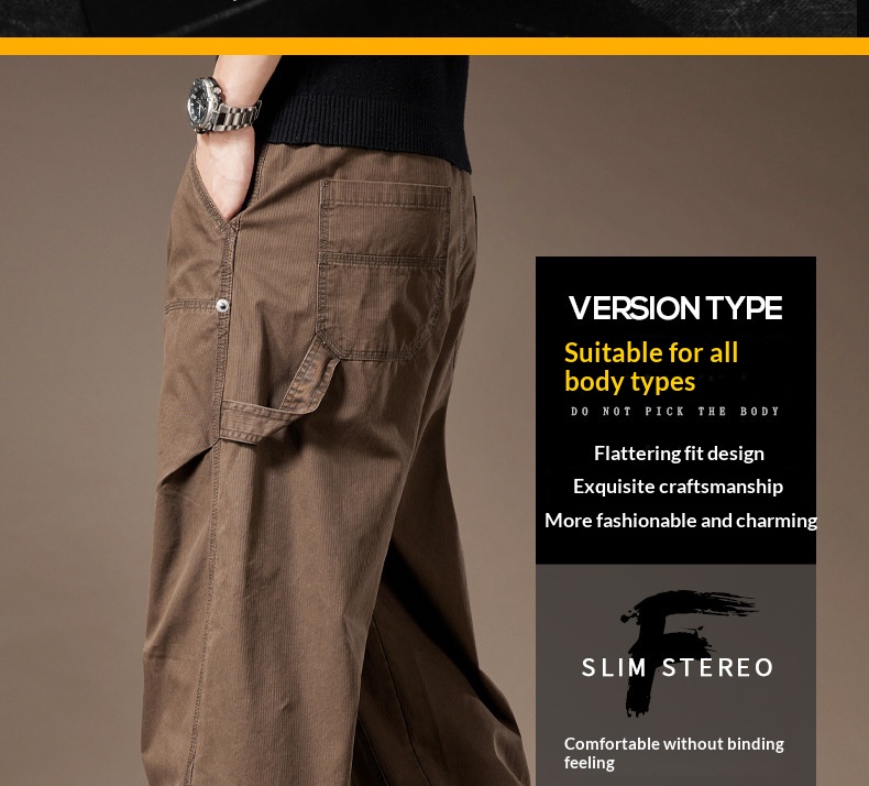 Pantalon cargo homme large multi-poches style décontracté été_voghion.com