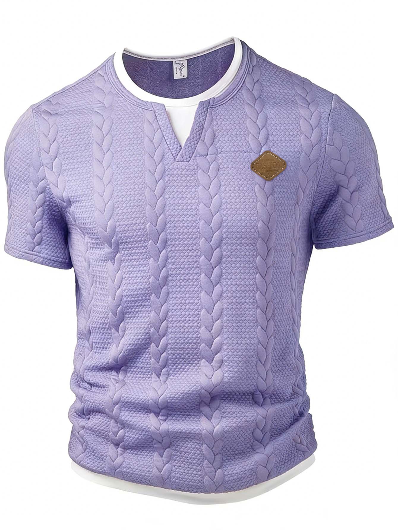 T-shirt uomo in jacquard testurizzato con logo in pelle estate_voghion.com