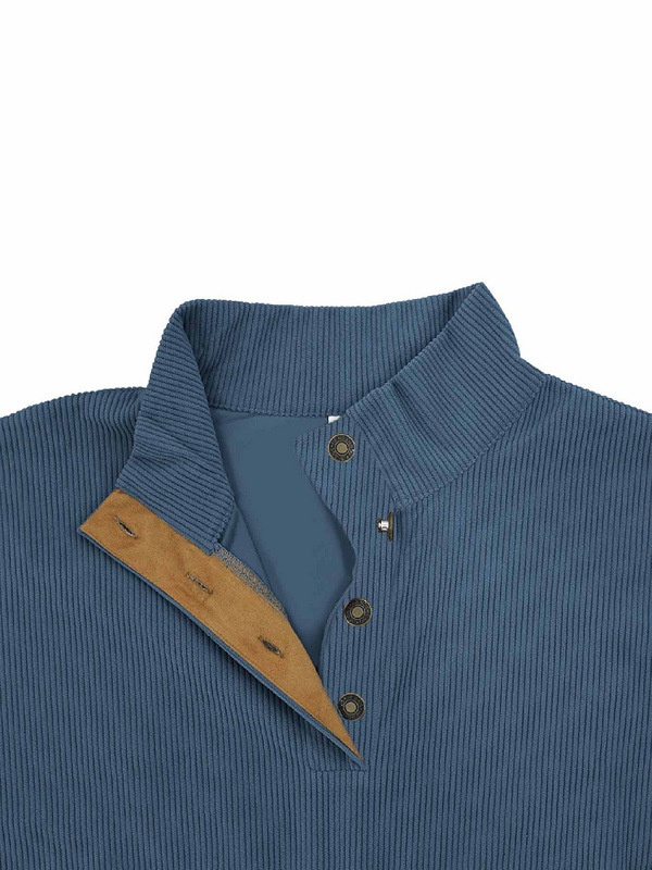 Herren Cord Polo Shirt Strickpullover Mit Stehkragen Für Outdoor_voghion.com