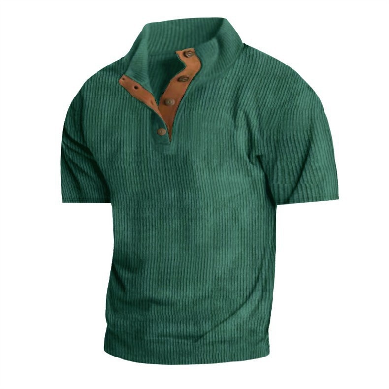 Herren Cord Polo Shirt Strickpullover Mit Stehkragen Für Outdoor_voghion.com