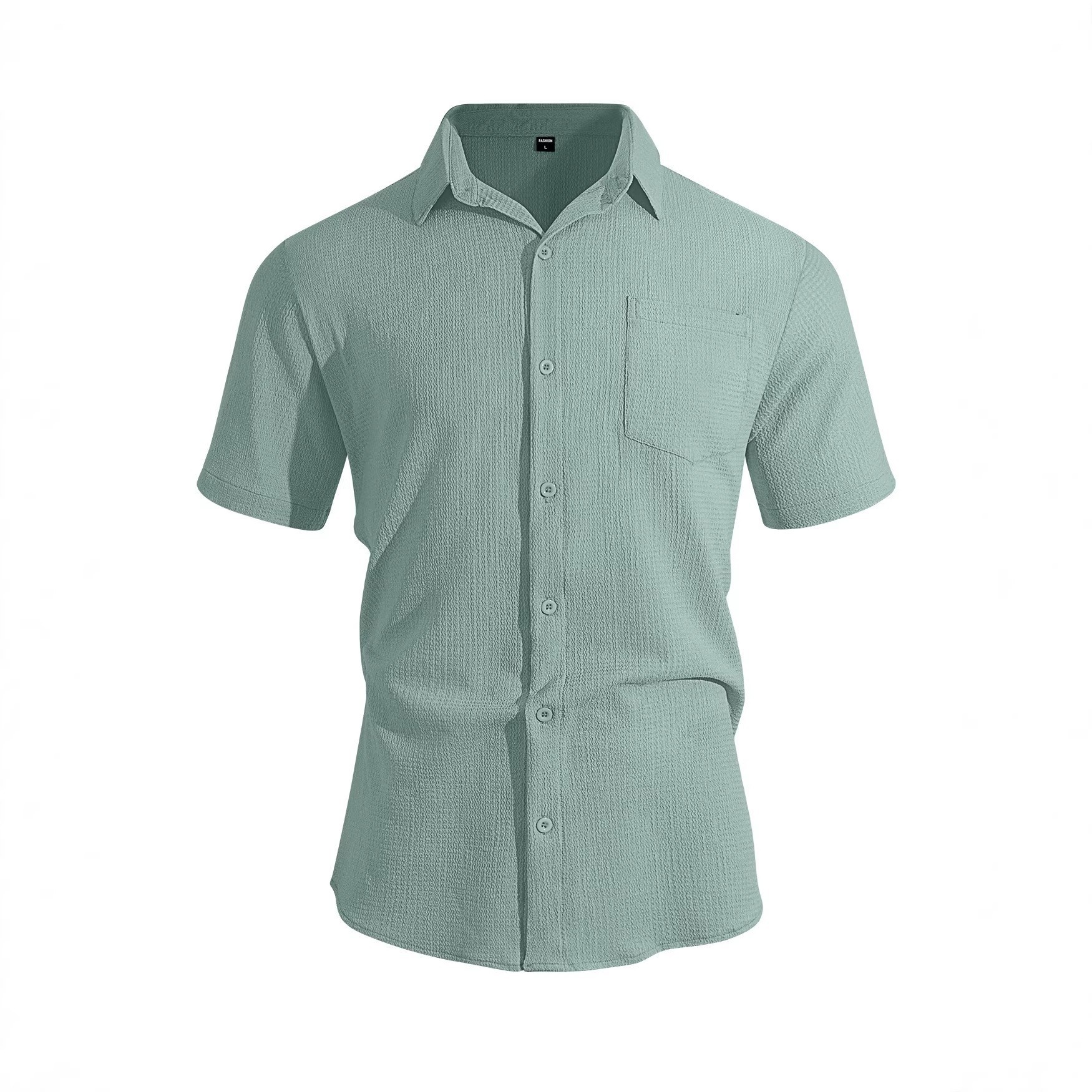 Cross-border European And American Summer Solid Color Lapel Pocket Short-sleeve Shirt, Smart Casual Business_voghion.com