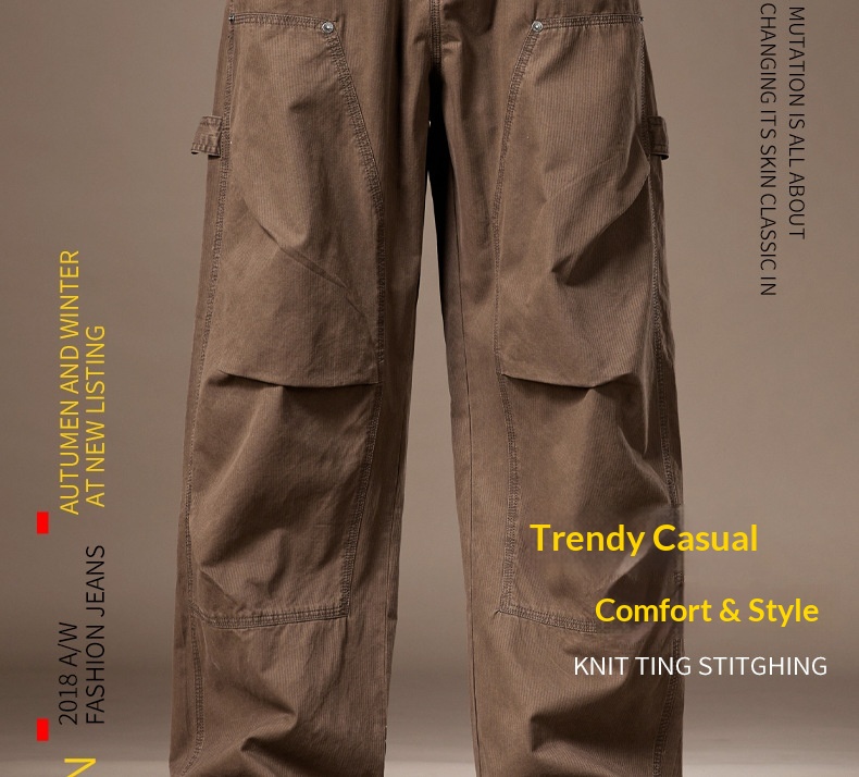 Pantalon cargo homme large multi-poches style décontracté été_voghion.com