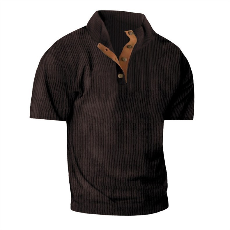 Herren Cord Polo Shirt Strickpullover Mit Stehkragen Für Outdoor_voghion.com