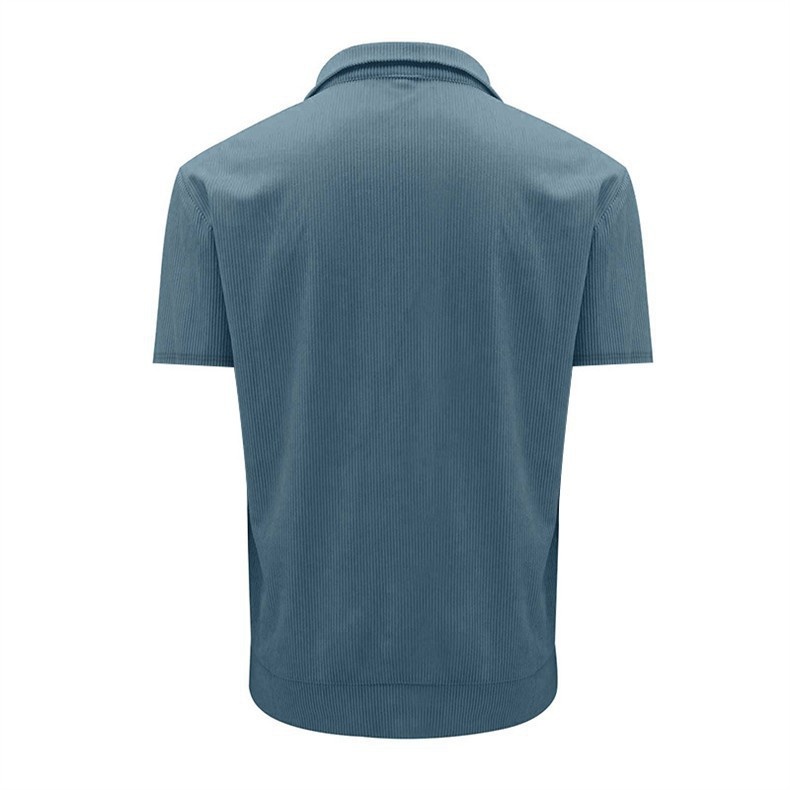 Herren Cord Polo Shirt Strickpullover Mit Stehkragen Für Outdoor_voghion.com