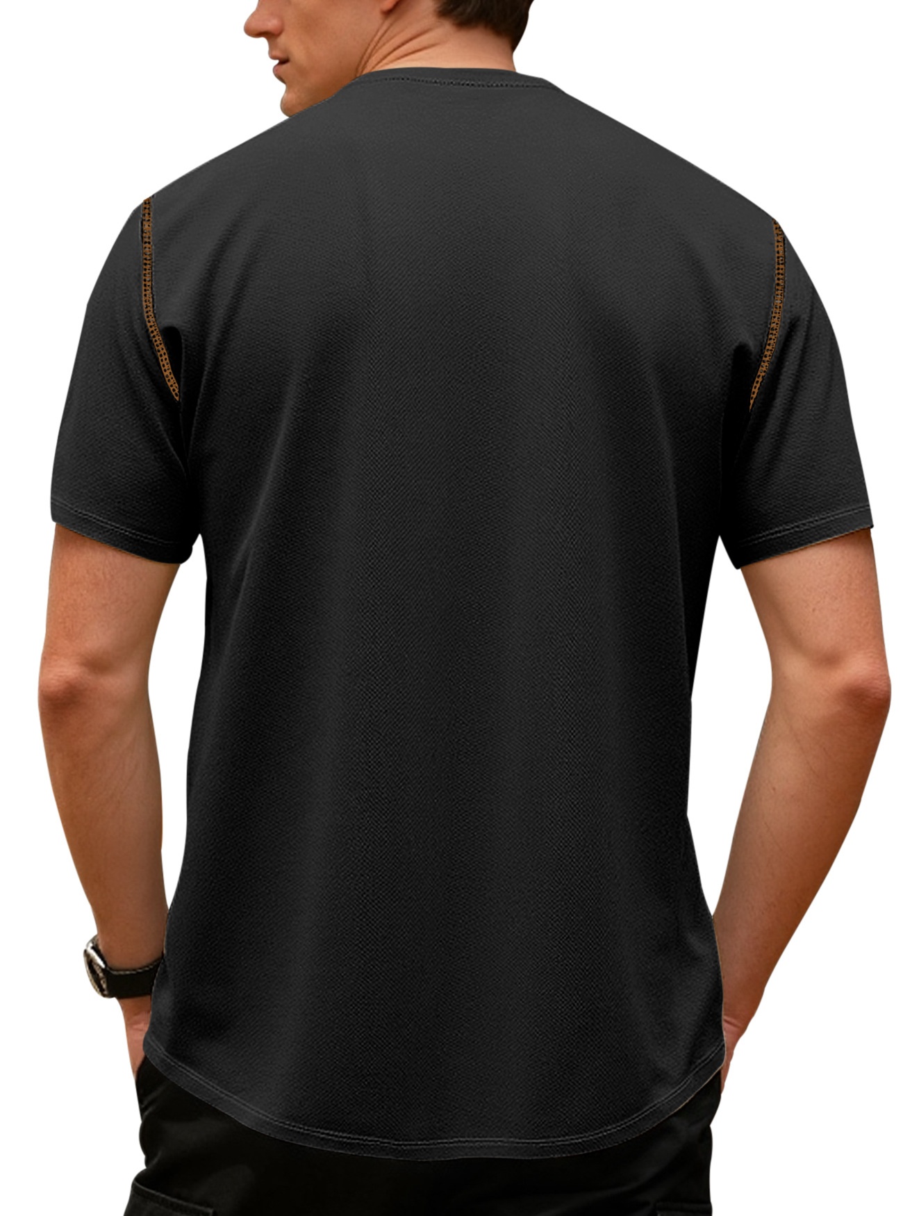 Men's Polo Shirt Vintage Solid Colour Casual Loose Button Front_voghion.com