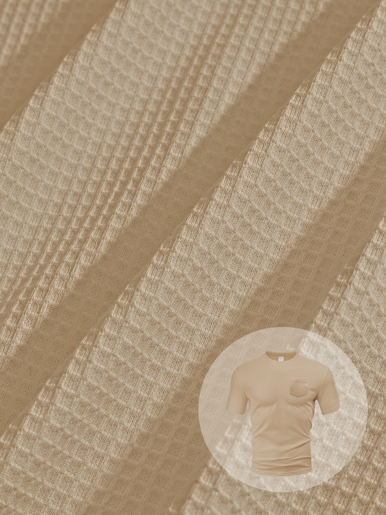 Herren Waffelstrick T-shirt Kurzarm Rundhals Sommer Oberteil_voghion.com