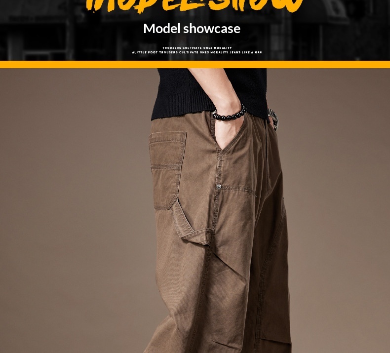 Pantalon cargo homme large multi-poches style décontracté été_voghion.com