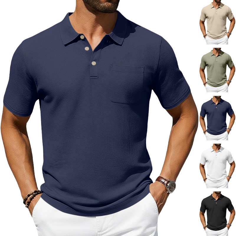Men's Polo Shirt Solid Colour Breathable Cotton Linen Top_voghion.com
