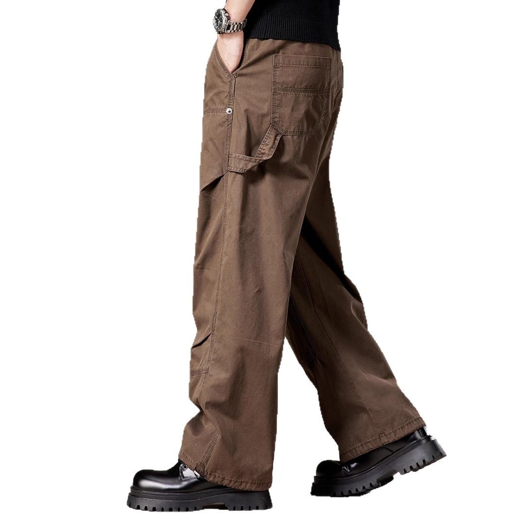 Pantalon cargo américain haut de gamme pour homme, style tendance été, avec plusieurs poches, coupe ample et jambes larges, style décontracté et long._voghion.com