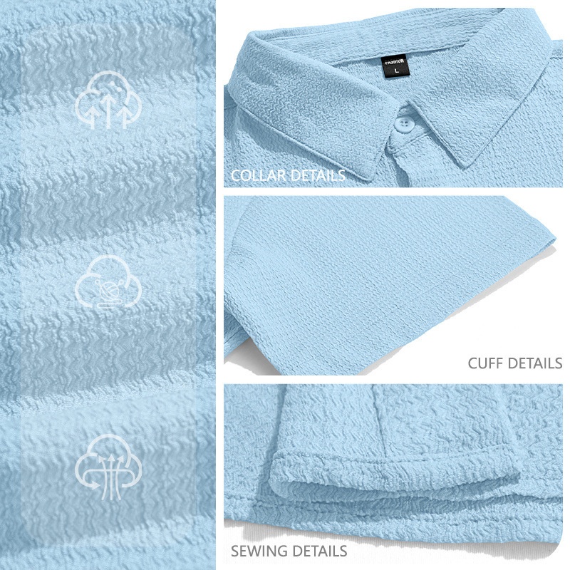 Men's Solid Colour Polo Shirt Smart Casual Short Sleeve Top_voghion.com