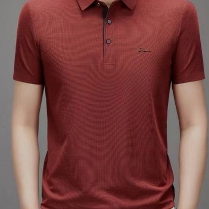 Men's Solid Colour Ice Silk Polo Shirt Casual Summer Lapel Top_voghion.com