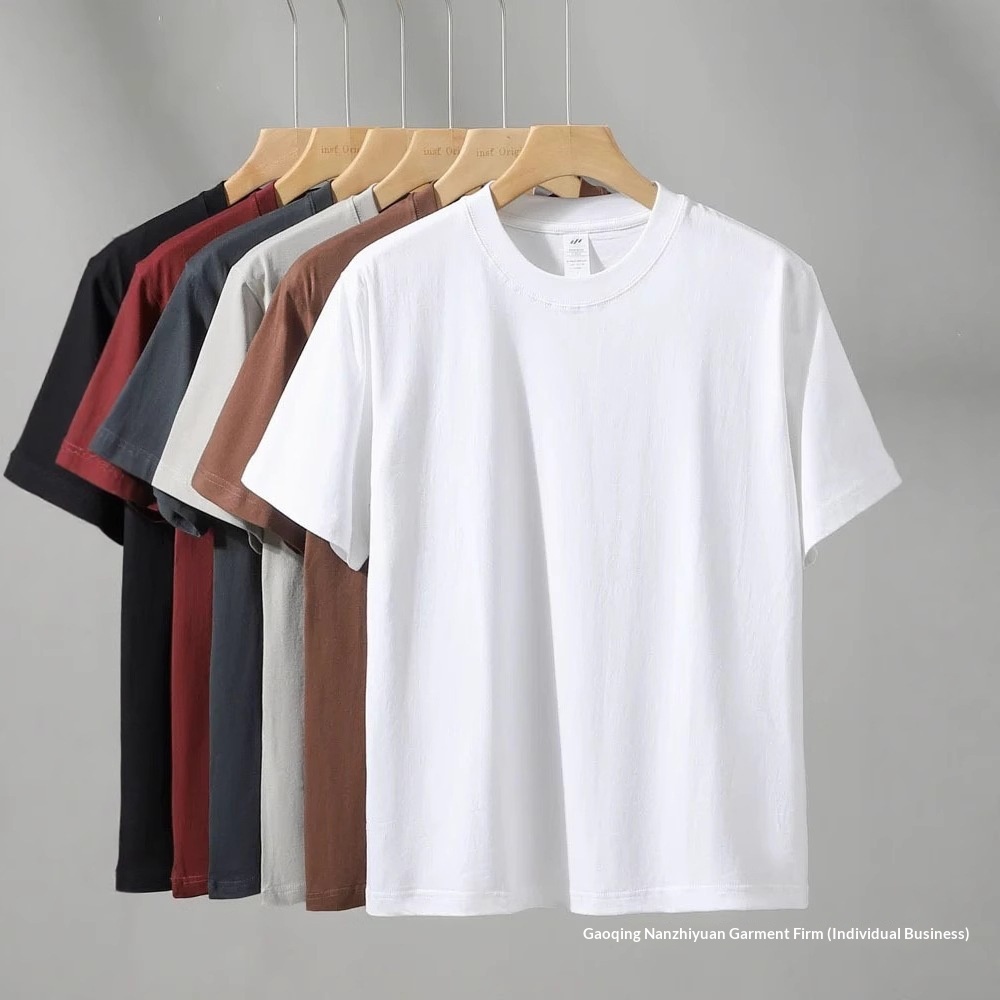 T-shirt blanc pour homme, en maille 100 % coton, manches courtes, style tendance été._voghion.com
