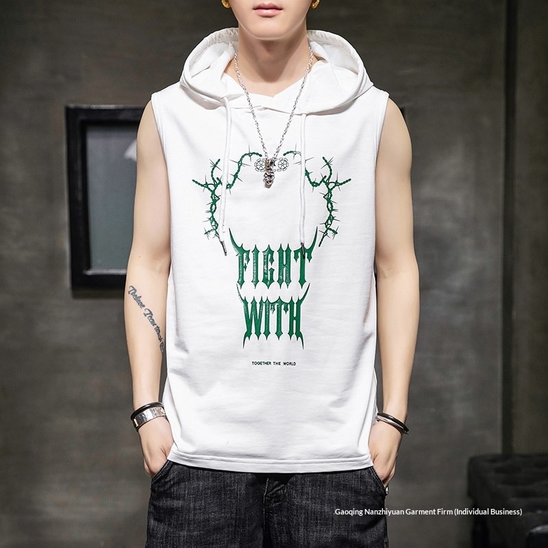 Chaleco con capucha hombre camiseta sin mangas algodón casual_voghion.com