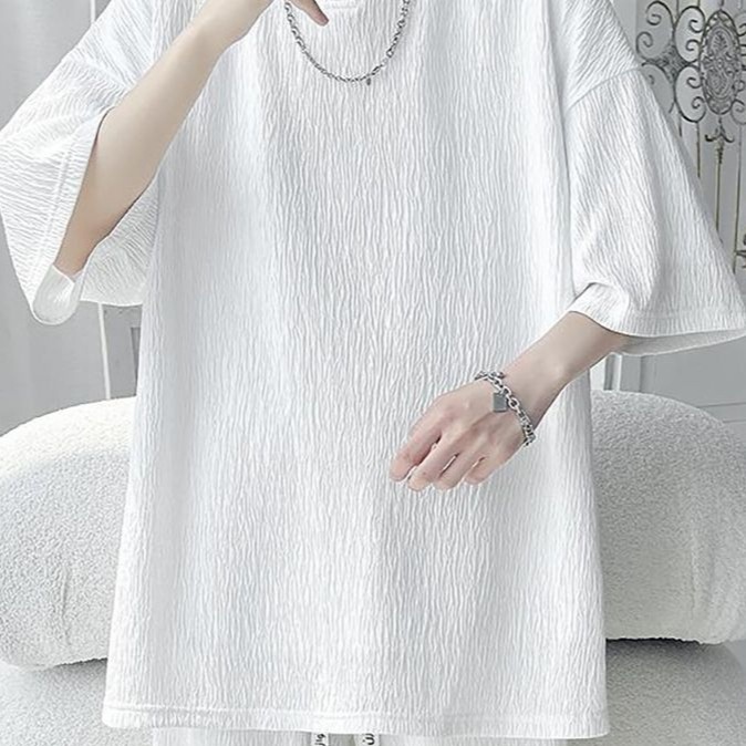 Herr t-shirt koreansk stil plus size lös passform sommar_voghion.com
