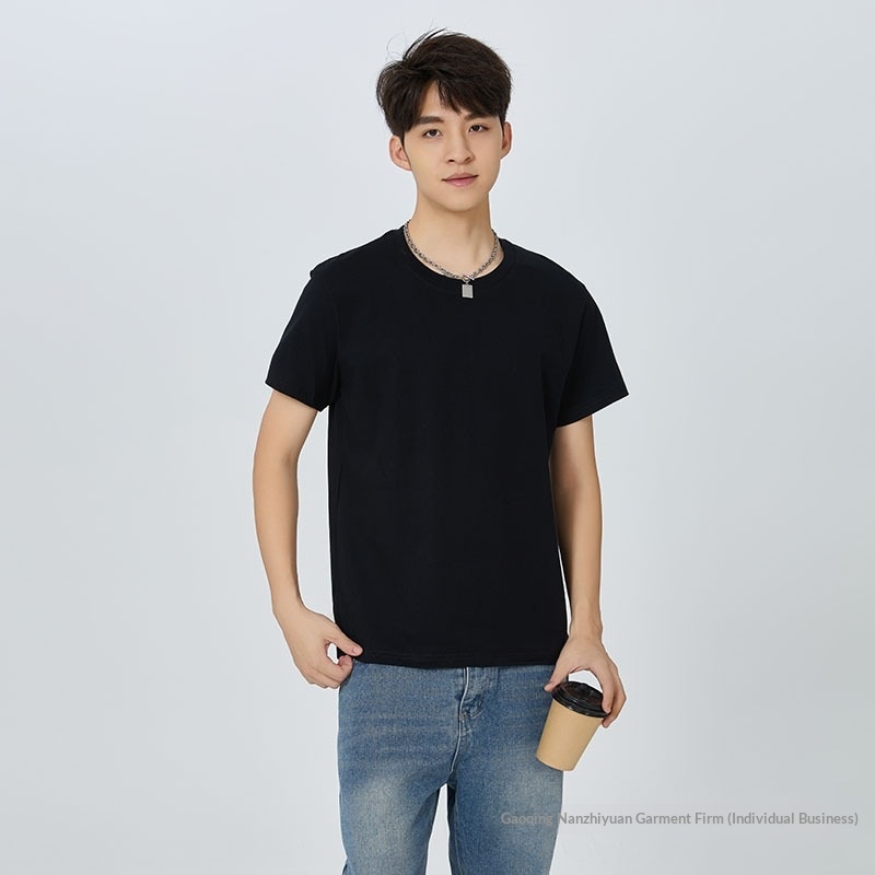 Men's Pure Cotton T-shirt Loose Fit Solid Colour Casual Tee_voghion.com