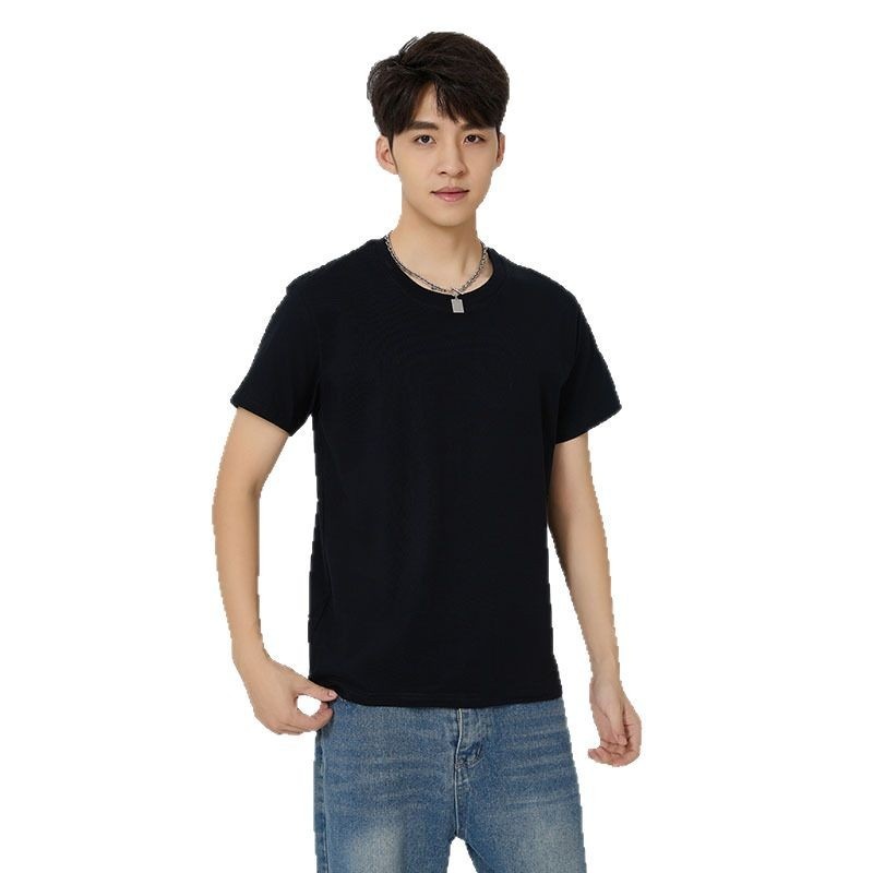 Men's Pure Cotton T-shirt Loose Fit Solid Colour Casual Tee_voghion.com