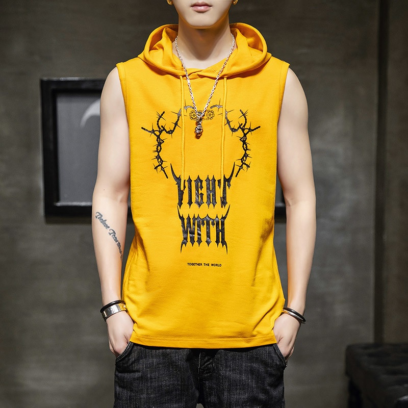 Chaleco con capucha hombre camiseta sin mangas algodón casual_voghion.com