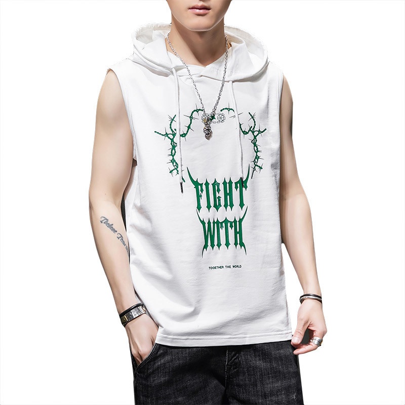 Chaleco con capucha hombre camiseta sin mangas algodón casual_voghion.com