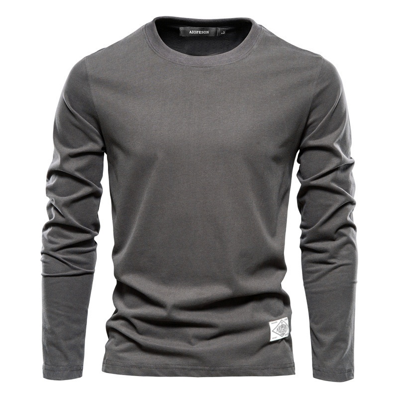 T-shirt uomo maniche lunghe girocollo in cotone casual_voghion.com