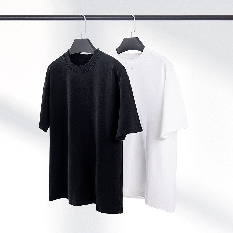 Schweres Herren T-shirt Aus Baumwolle Mit Distressed Effekt_voghion.com