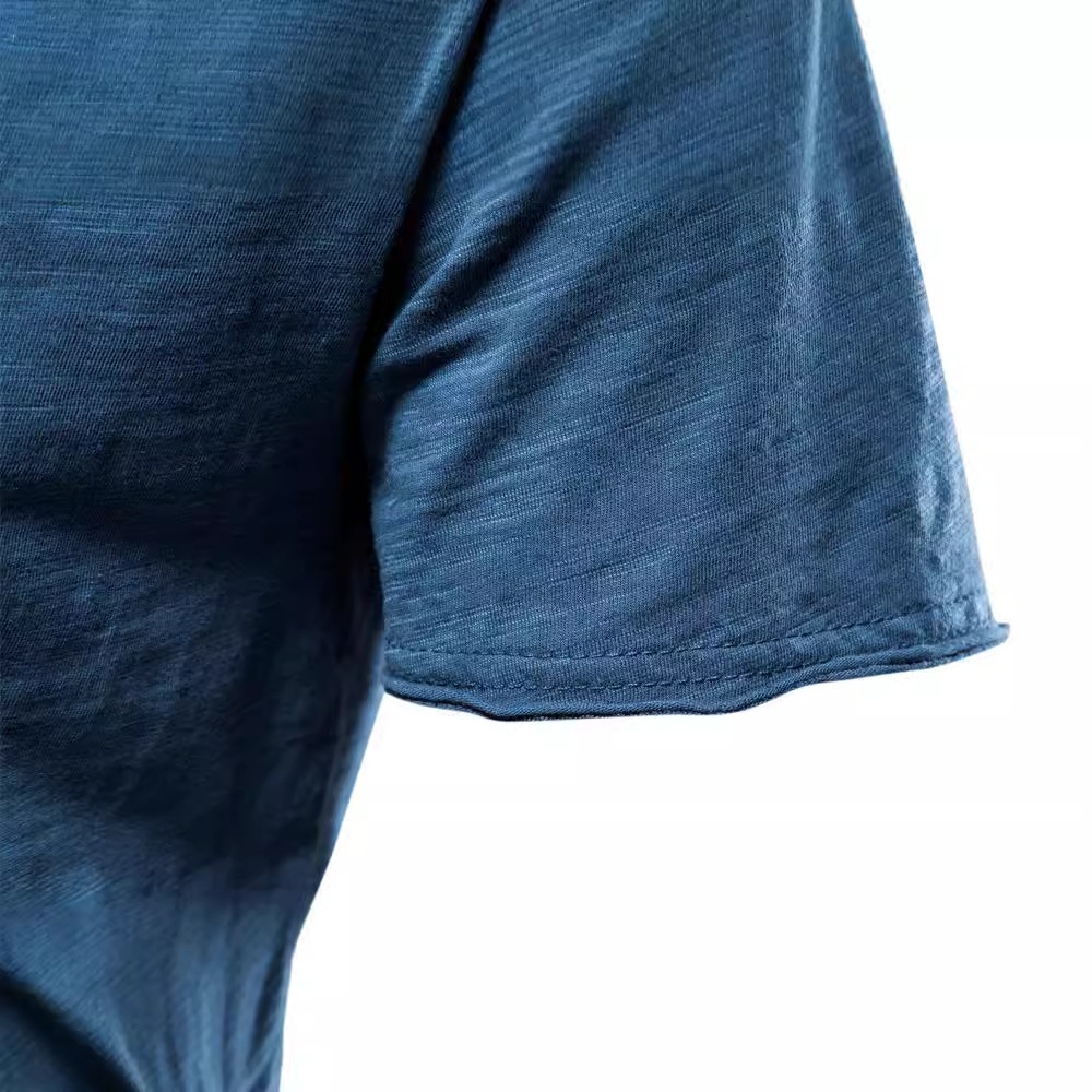 Men's V-neck T-shirt In Bamboo Cotton Solid Colour Casual Style_voghion.com