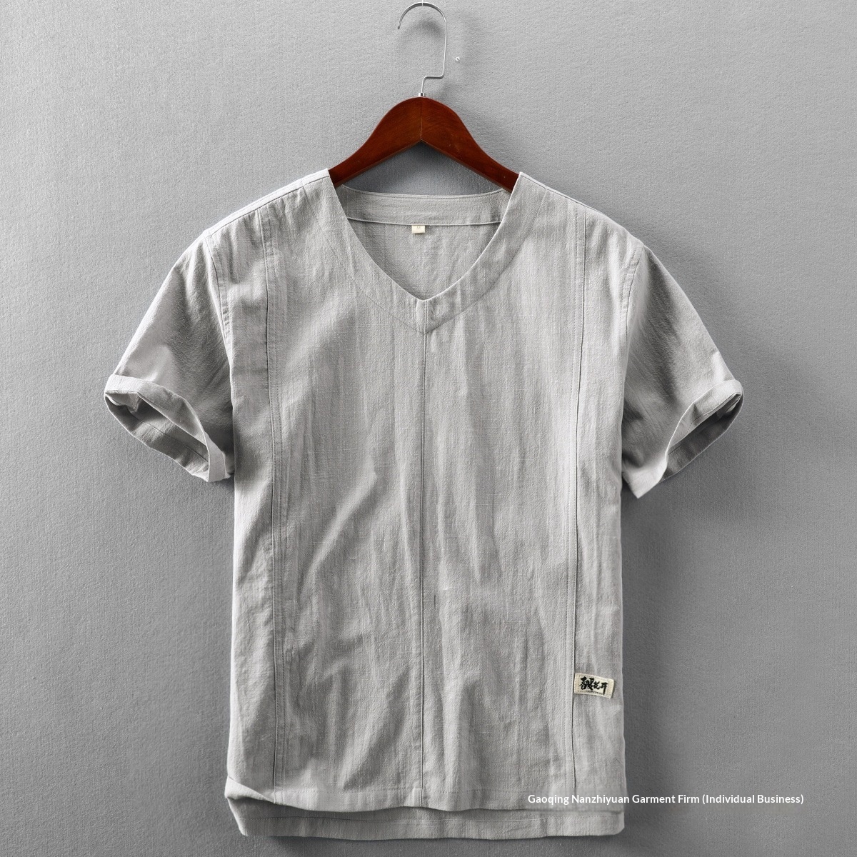 Men's Linen T-shirt V-neck Casual Summer Pullover For Men_voghion.com