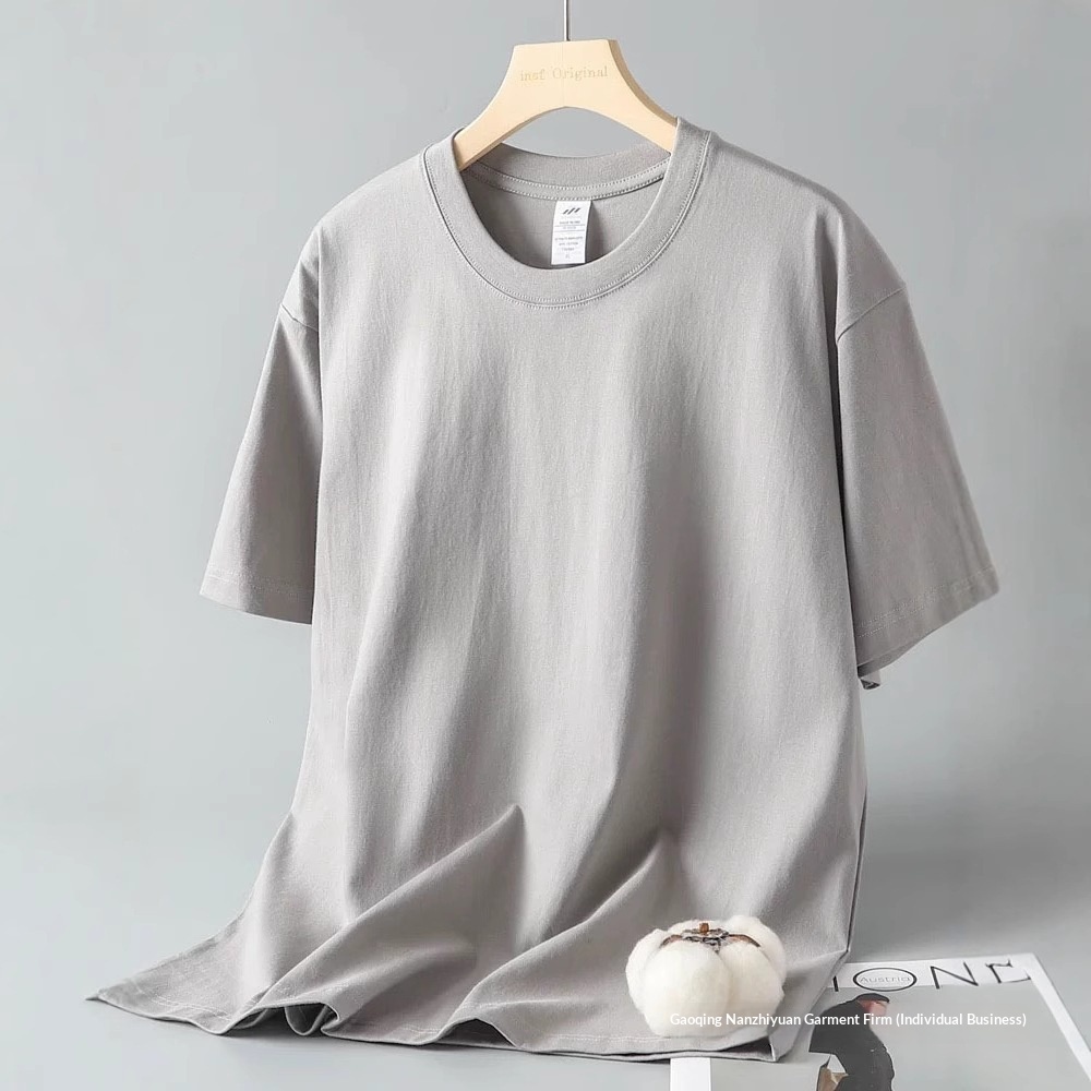Pure Cotton Short-sleeve T-shirt For Men And Women, Solid White, Men's Round-neck Base Shirt, Trendy Brand, Wholesale,_voghion.com