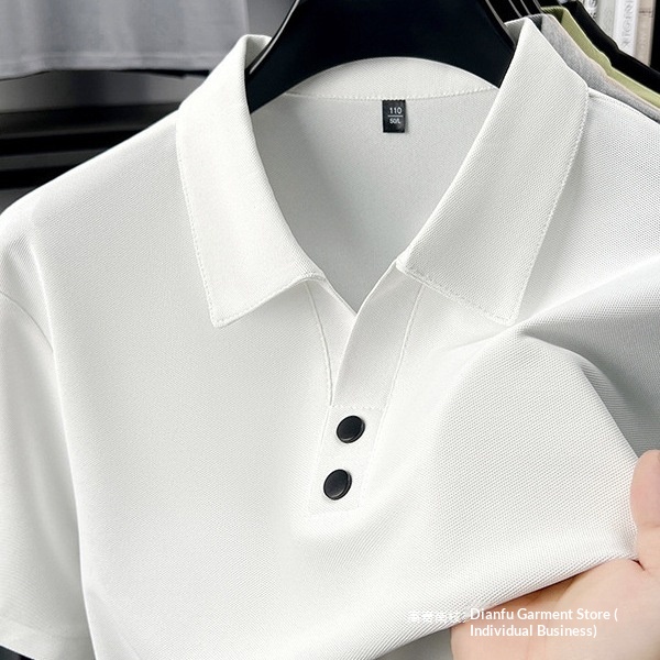 Men's Short-sleeve T-shirt, New Summer Casual Thin Breathable Polo Shirt, Middle-aged Turn-down Collar Half-sleeve Top,_voghion.com