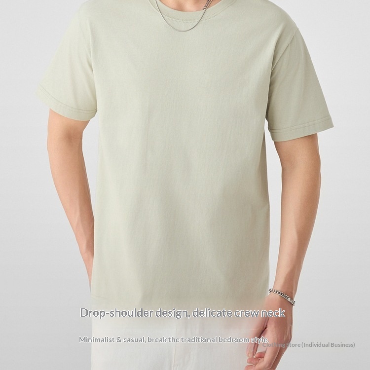 Herr t-shirt i kammad bomull med rund hals enfärgad_voghion.com