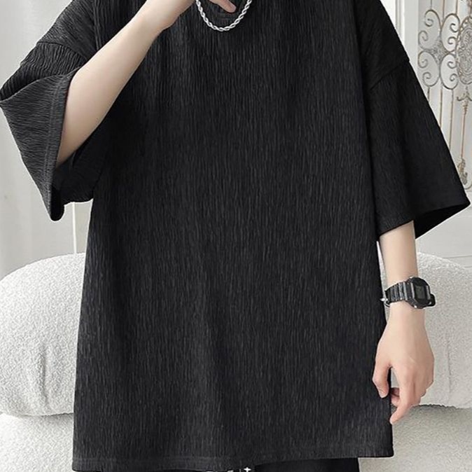 Herr t-shirt koreansk stil plus size lös passform sommar_voghion.com