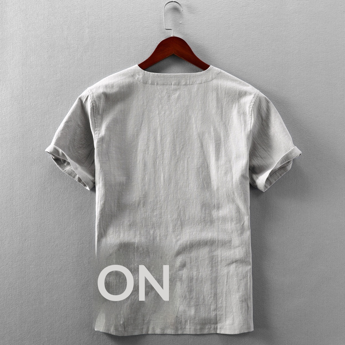 Men's Linen T-shirt V-neck Casual Summer Pullover For Men_voghion.com