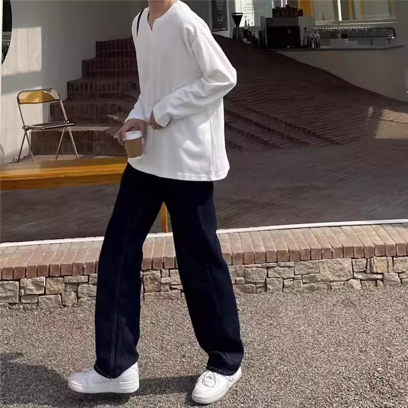 Polo de homem manga comprida estilo coreano primavera outono_voghion.com