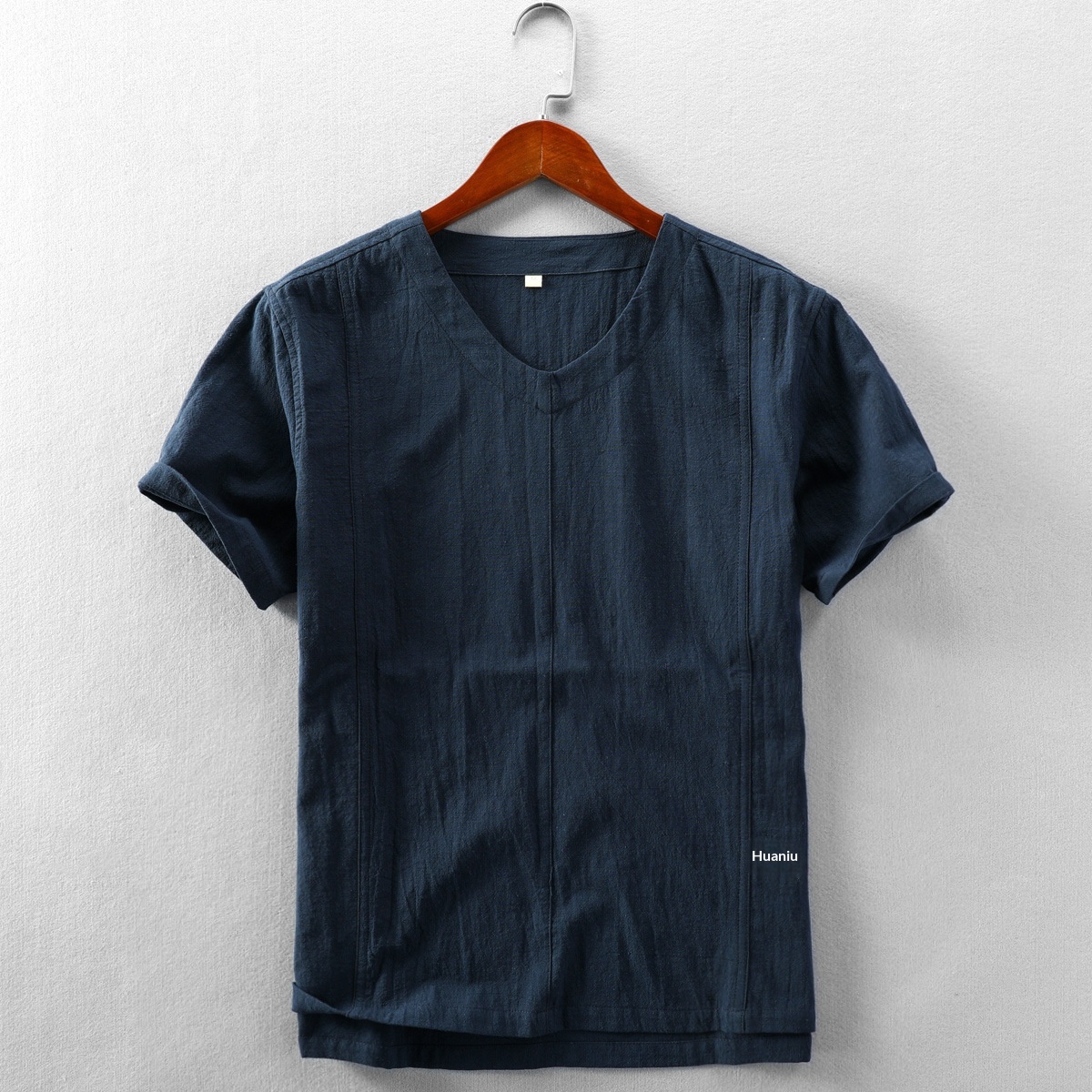 Men's Linen T-shirt V-neck Casual Summer Pullover For Men_voghion.com