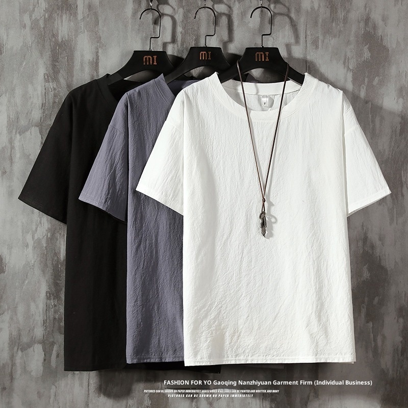 Herren T-shirt Sommer Lässig Einfarbig Mit Lockerer Passform_voghion.com
