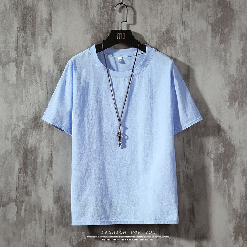 Herren T-shirt Sommer Lässig Einfarbig Mit Lockerer Passform_voghion.com