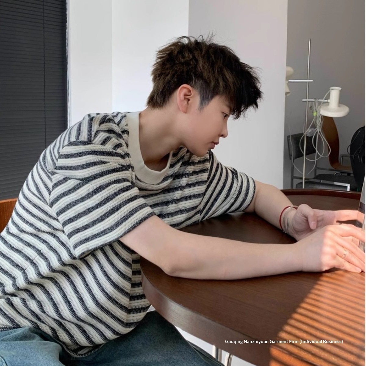 Striped T-shirt For Men 2024 New Trendy Color-blocked Short-sleeve Tee Summer Pure Cotton Versatile Round-neck Top_voghion.com