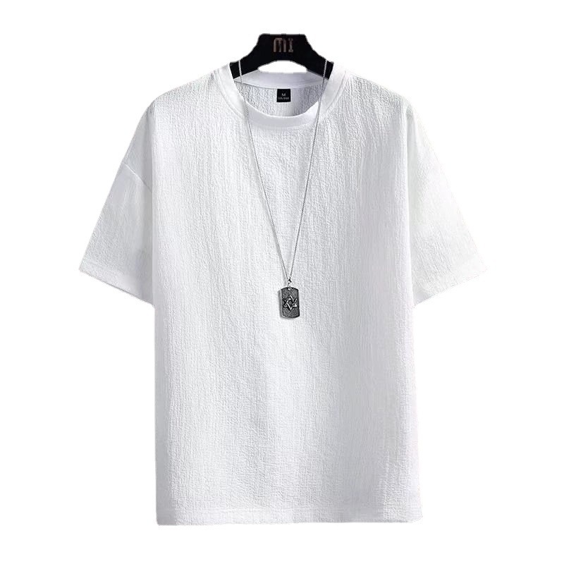 Herren T-shirt Aus Eisseide Baumwolle Leinen Locker Und Leicht_voghion.com