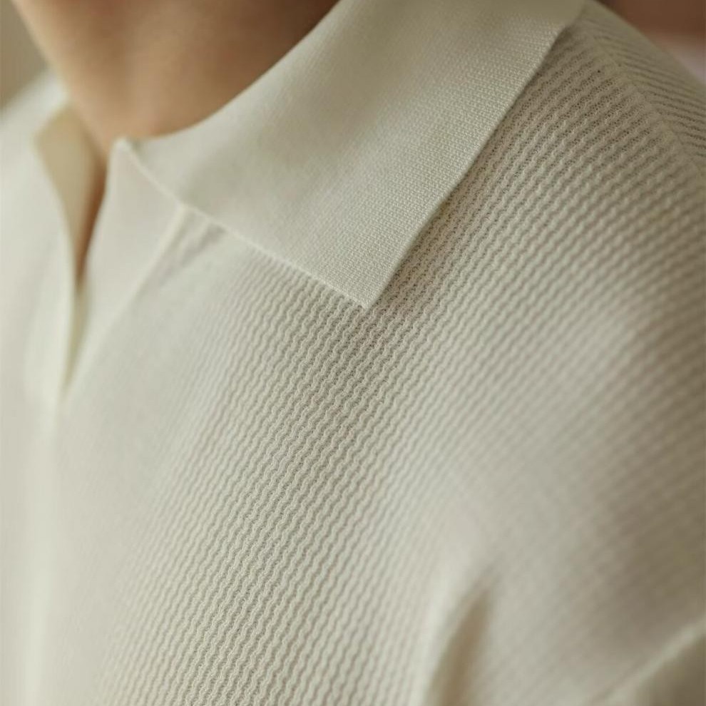 Men's Polo Shirt Retro Style Solid Colour Knitted Short Sleeve_voghion.com