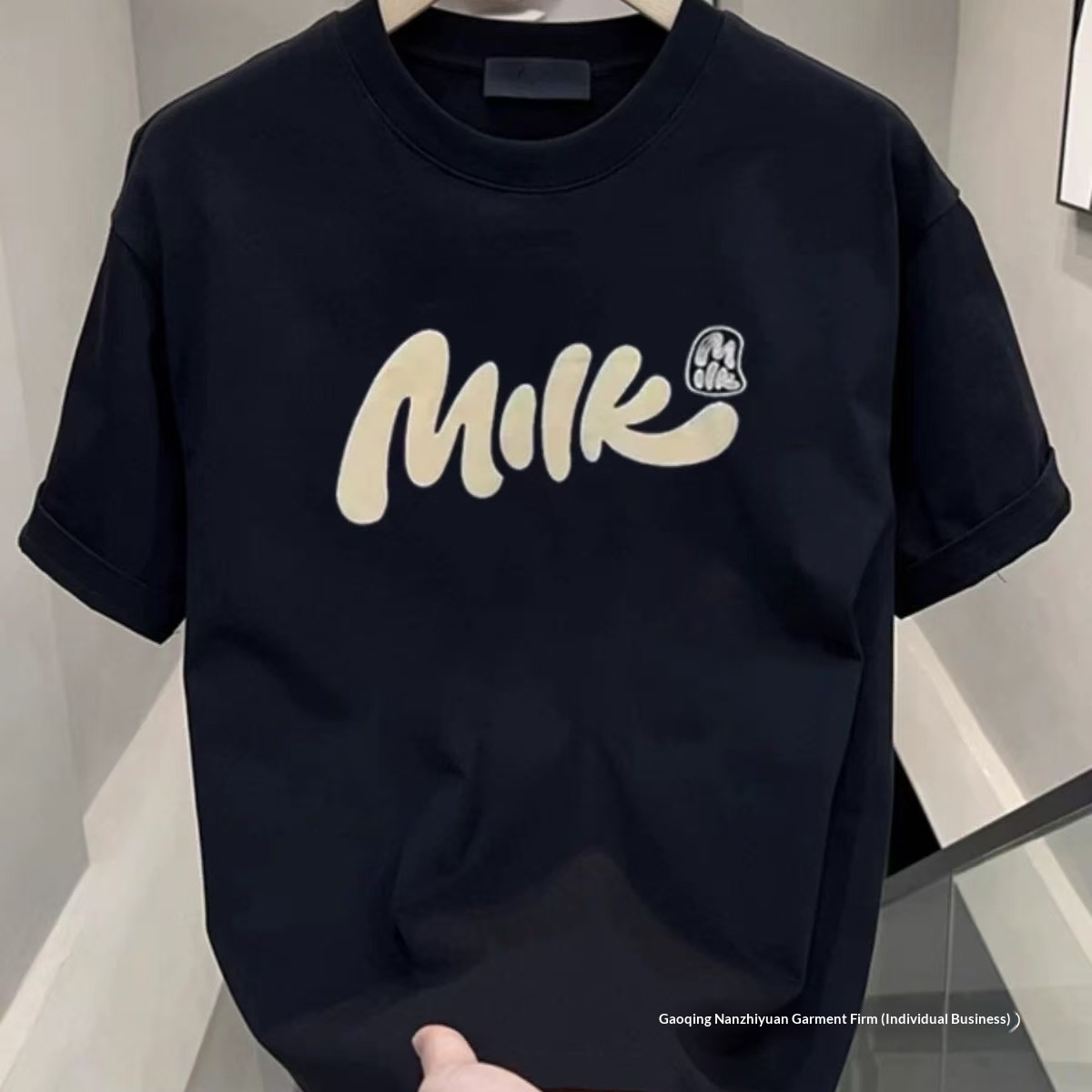Herr t-shirt i ren bomull med korta ärmar stora storlekar lös_voghion.com