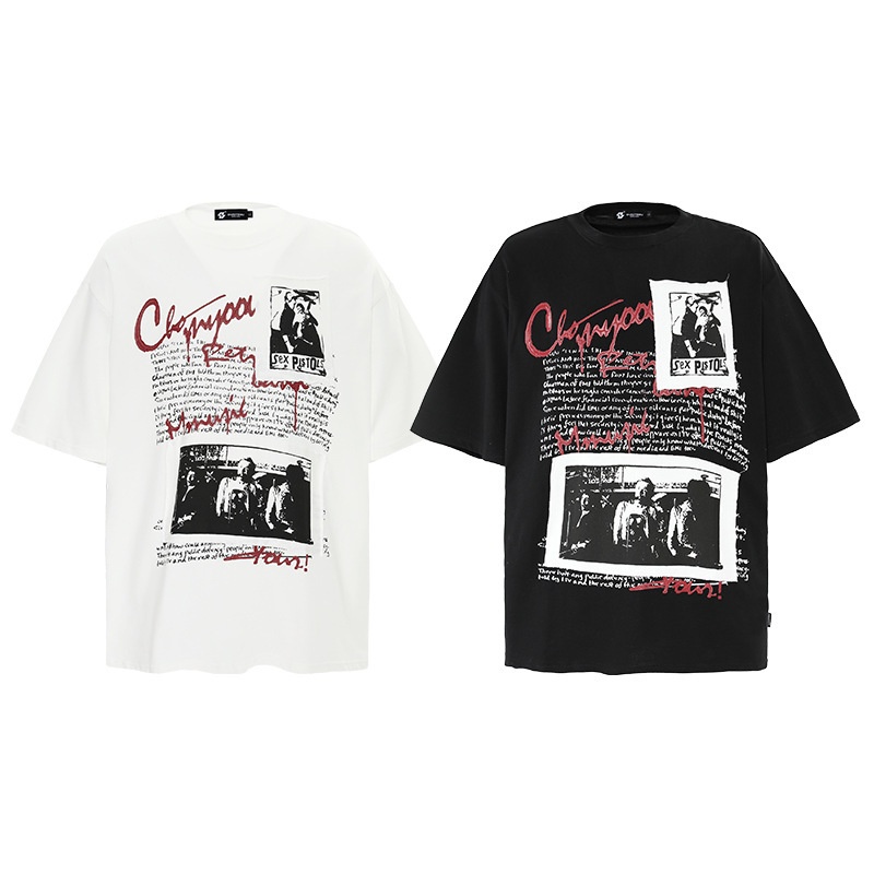 T-shirt uomo stile american retro con patch stampa oversize_voghion.com