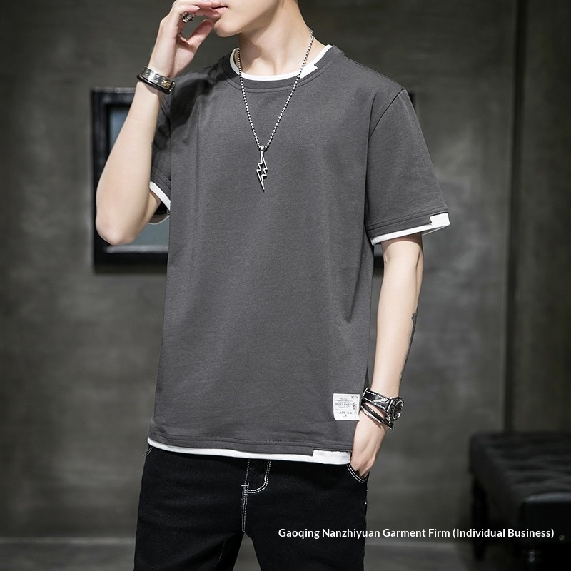 Short-sleeve T-shirt 2025 Clothing, Trendy Tops Students And Young Men, Summer Wear For Boys, Round-neck Solid Color_voghion.com