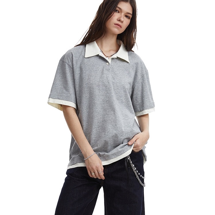 Polo uomo americano con blocco colore a maniche corte estivo_voghion.com