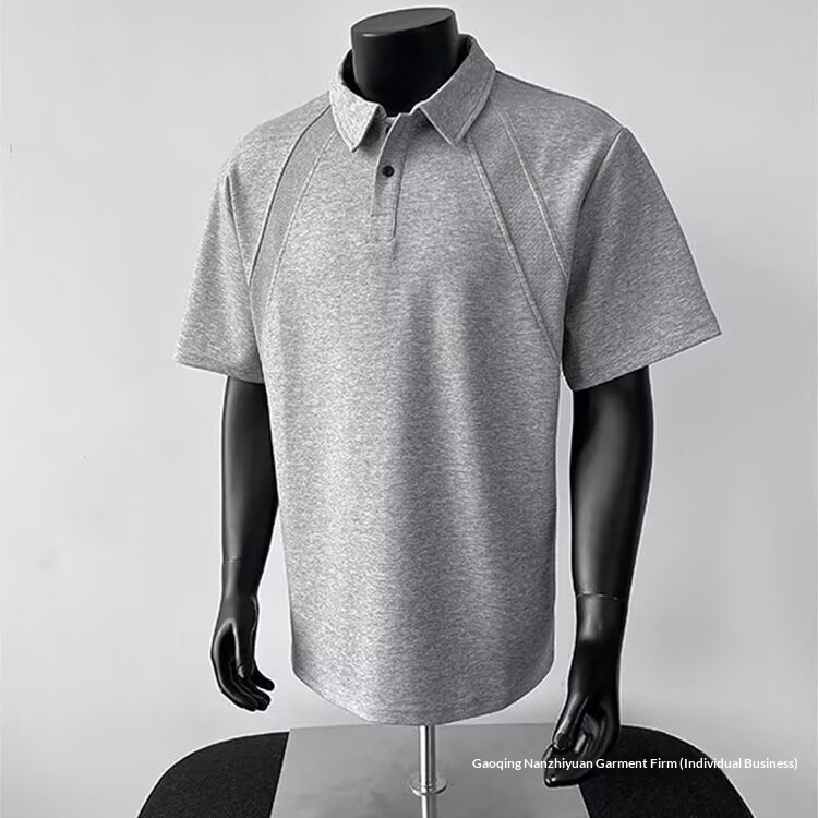 2025 American-style Polo Short-sleeve T-shirt For Men And Women, Summer Deconstructed Patchwork Turn-down Collar Shirt,_voghion.com