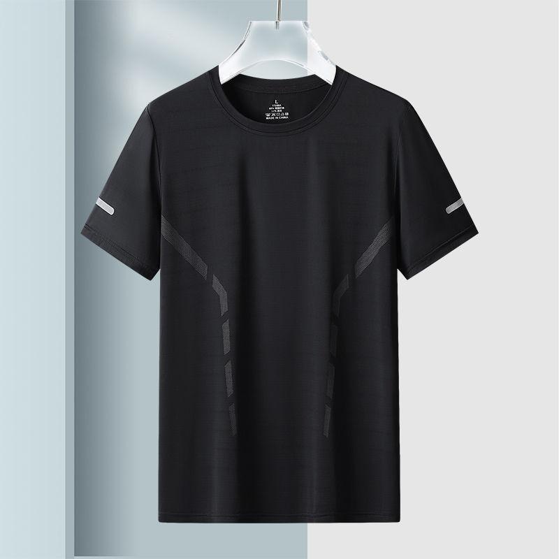 Herren T-shirt Sommer Eisseide Mesh Rundhals Locker Plus Size_voghion.com