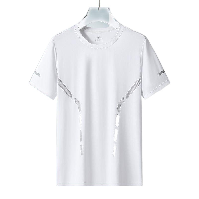 Herren T-shirt Sommer Eisseide Mesh Rundhals Locker Plus Size_voghion.com
