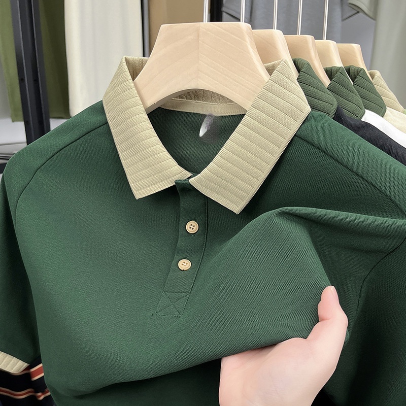 Herr polo tröja plus size kort ärm sommar casual topp_voghion.com