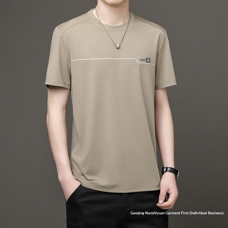 Summer Short-sleeve T-shirt For Men, Cool And Thin, Half-sleeve Top, Youth Base Shirt, Versatile Ice Silk Men's Clothing_voghion.com
