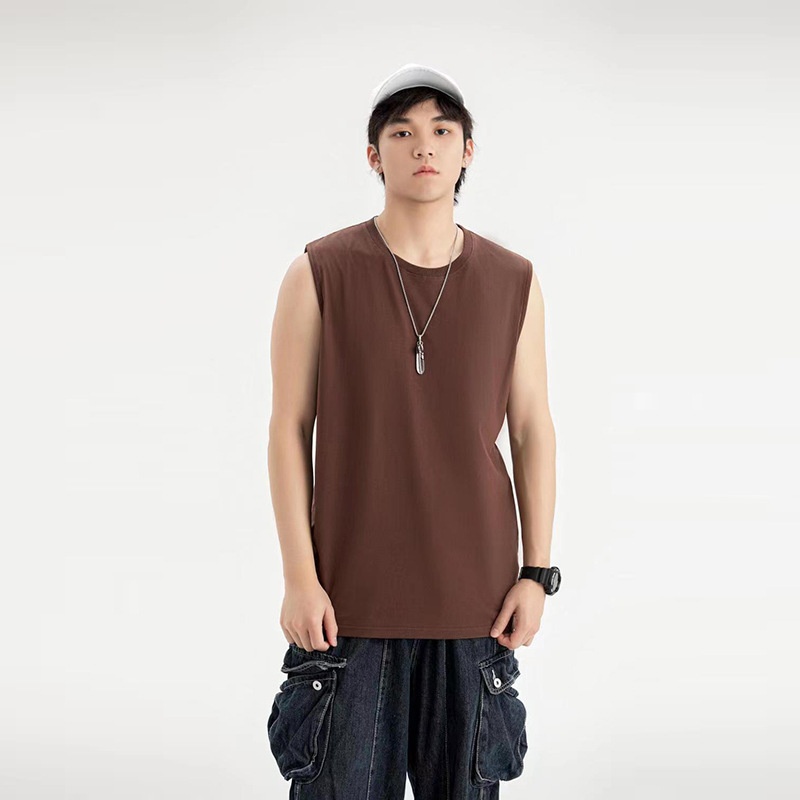 Herren Ärmelloses T-shirt Aus Baumwolle Für Sommer Streetstyle_voghion.com