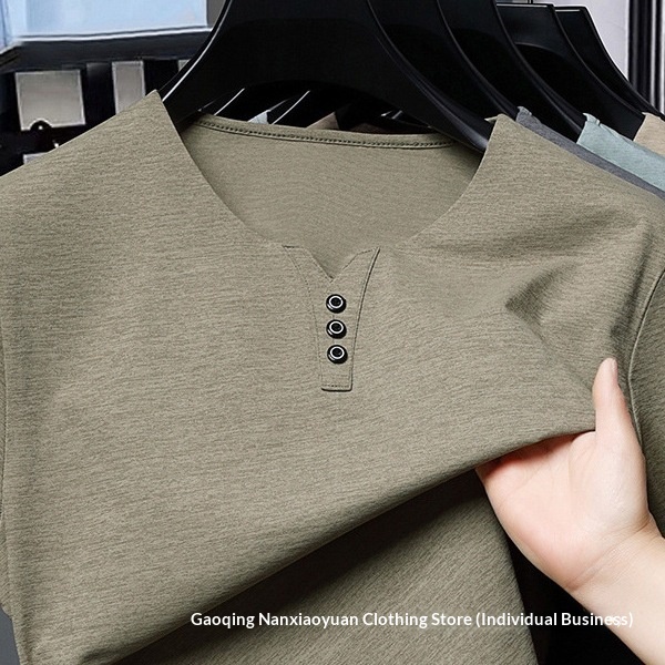 Men's V-neck T-shirt For Men Casual Versatile Summer Top_voghion.com
